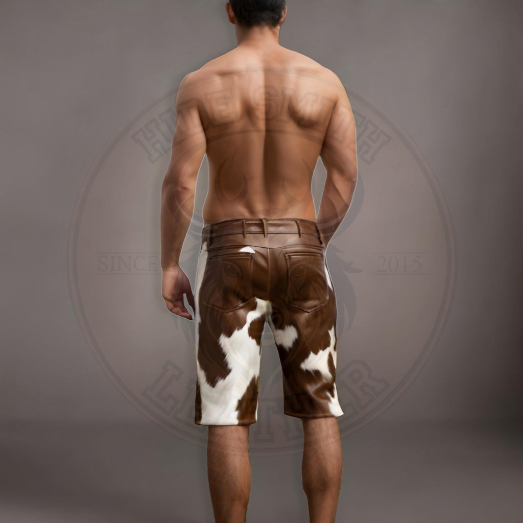 Handmade Cowhide Hair-on Leather Shorts Men | Genuine Biker Cowboy Festival Western Ranchwear