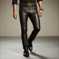 Men’s Genuine Sheep Leather Pants | Handmade Black Leather Trousers | Slim Fit Biker Motorcycle