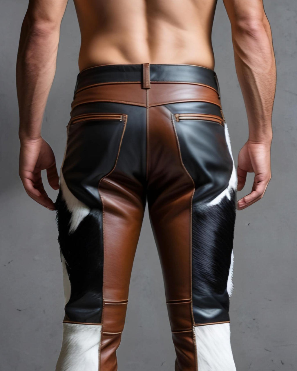 Handmade Genuine Cowhide Leather Pants | Western Rodeo Cowboy Biker Trousers | Rustic Ranch Wear