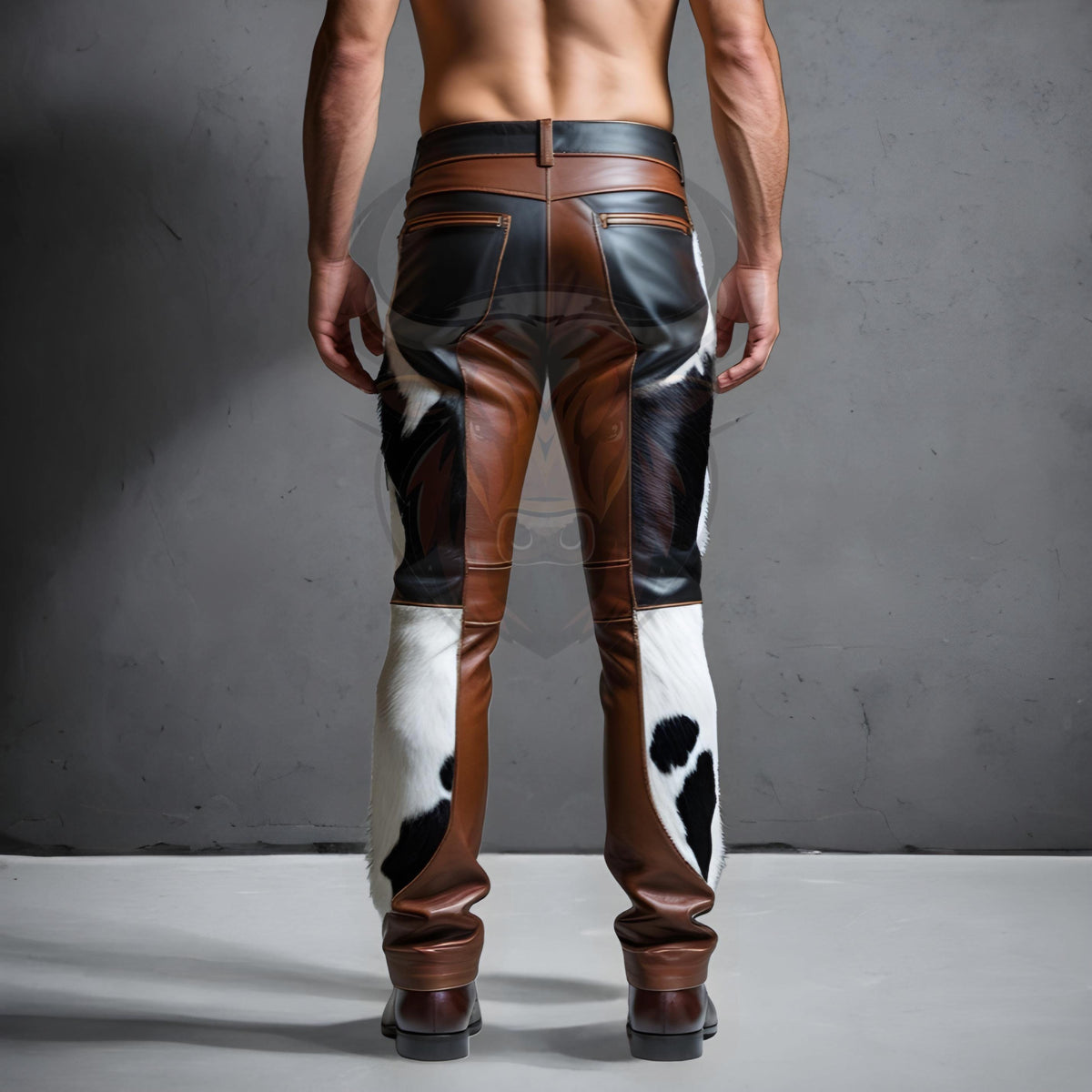 Handmade Genuine Cowhide Leather Pants | Western Rodeo Cowboy Biker Trousers | Rustic Ranch Wear