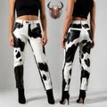 Genuine Cowhide Women’s Leather Pants | Handmade Black White Rodeo High Waist Western Trousers