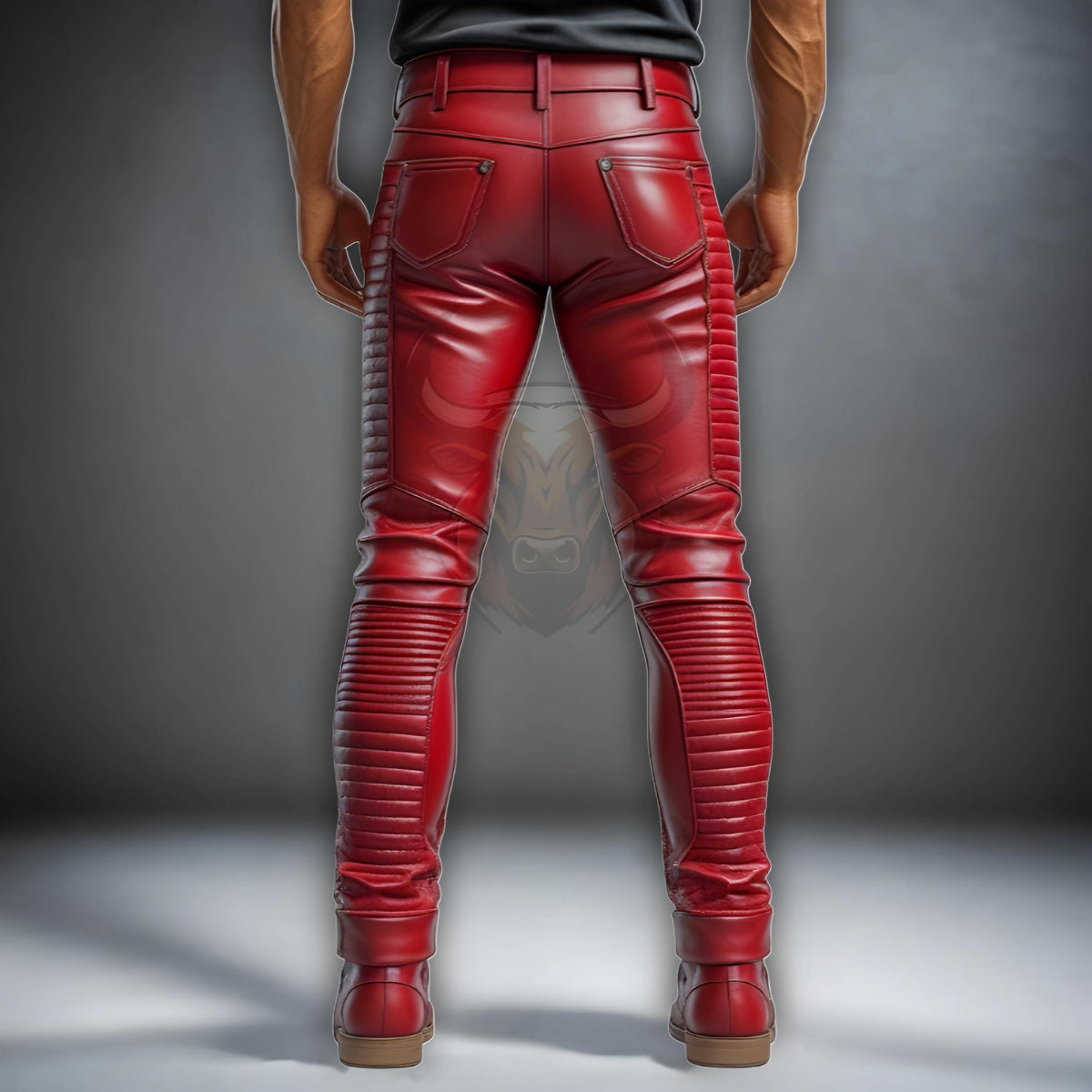 Men's Genuine Cow Plain Leather Pants | Red Leather Pants | Leather Jeans Fitting Pant | Gift for Men | Handmade Real Leather Pants