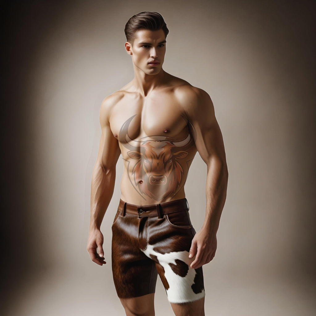 Luxury Handmade Cowhide Leather Shorts Genuine Men’s Skinny Biker Western Summer Custom Unique Fashion