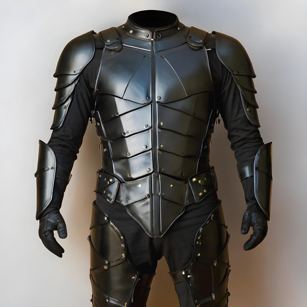Handmade Black Leather Armor | Medieval Knight Cosplay | Fantasy Warrior Costume | Renaissance Faire Outfit