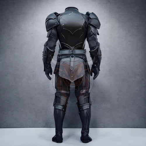 Black Leather Fantasy Warrior Armour | Medieval Cloak Cosplay Suit | Viking Renaissance Fair LARP Costume