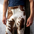 Handmade Genuine Cowhide Leather Pants | Western Cowboy Rodeo Outfit | Festival Ranch Wear Fashion