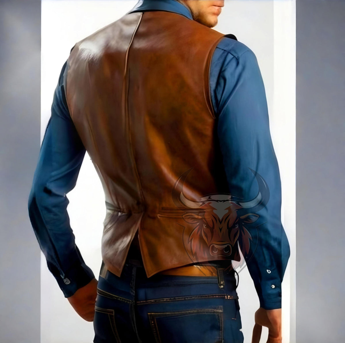 Men's Brown Handmade Leather Vest | Western Cowboy Waistcoat | Biker Steampunk Vintage Gothic Vest