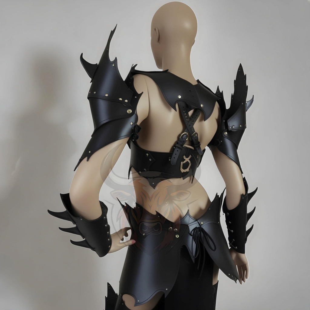Women’s Fantasy Warrior Cosplay Armor | Handmade Gothic Leather LARP Costume | Renaissance Battle Outfit