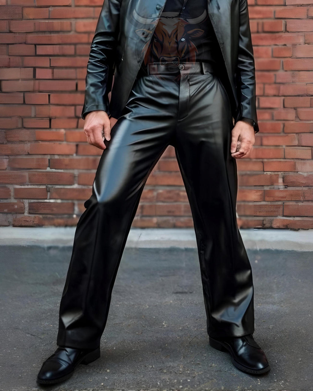 Men’s Black Handmade Genuine Leather Pants | Classic Rocker Biker Trouser | Comfortable Straight Fit