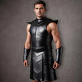Handmade Black Leather Gladiator Armor | Roman Spartan Medieval Cosplay Warrior Costume LARP Outfit