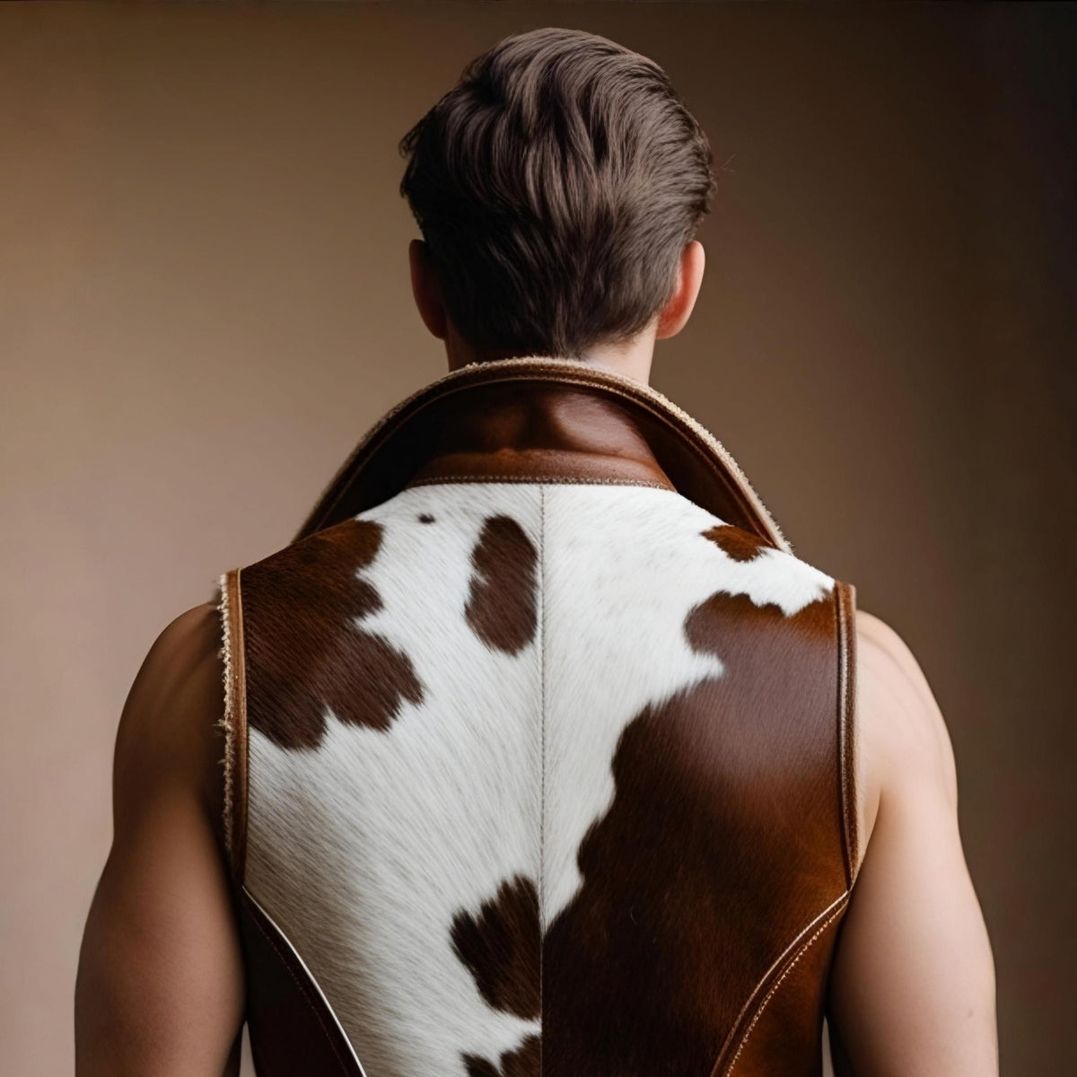 Handmade Men’s Cowhide Leather Vest | Western Cowboy Biker Waistcoat | Rustic Real Leather Outfit