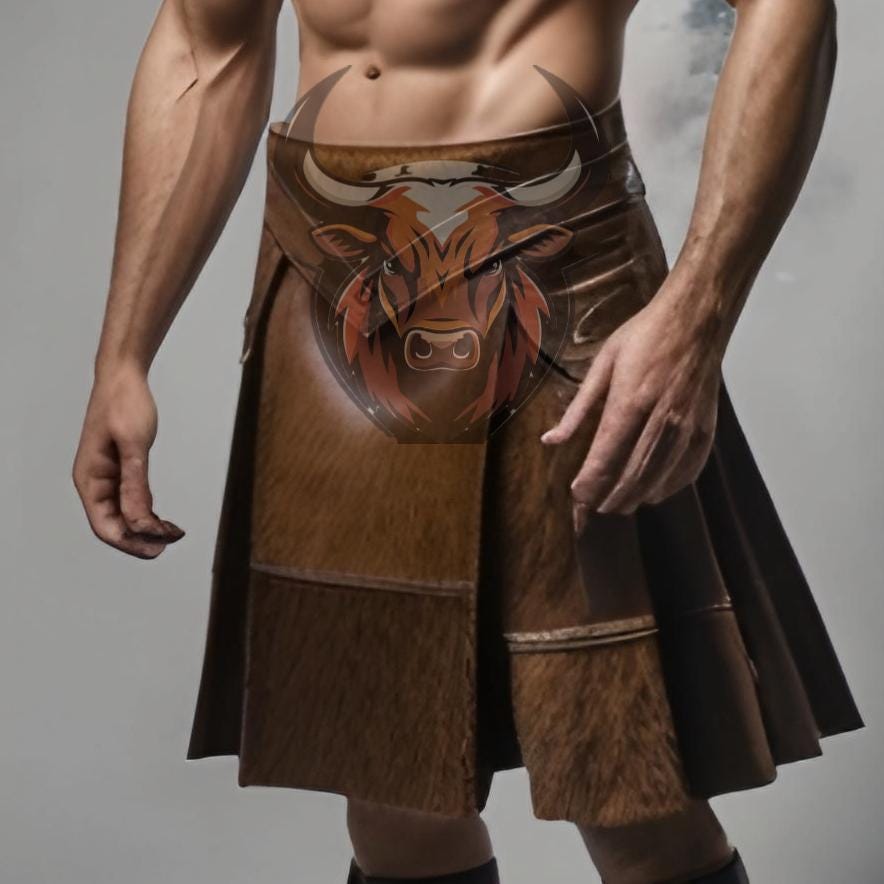 Cowhide Leather Kilt for Men | Handmade Scottish Hybrid Utility Kilt | Gothic Festival Wear