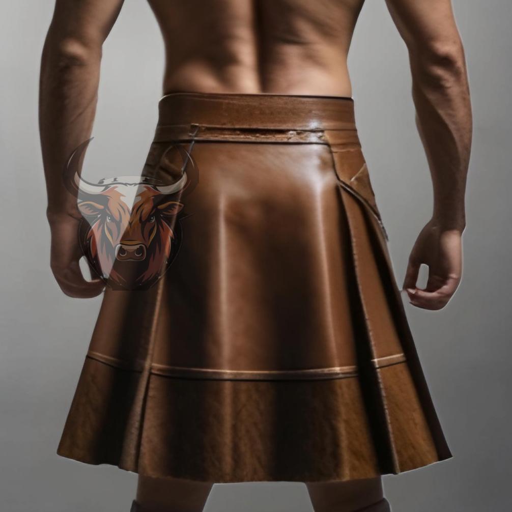 Cowhide Leather Kilt for Men | Handmade Scottish Hybrid Utility Kilt | Gothic Festival Wear