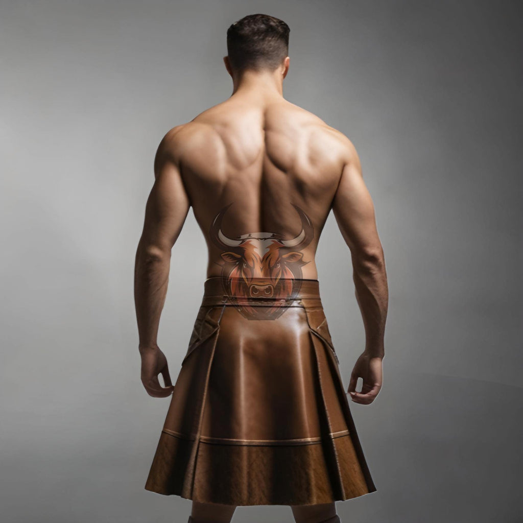 Cowhide Leather Kilt for Men | Handmade Scottish Hybrid Utility Kilt | Gothic Festival Wear