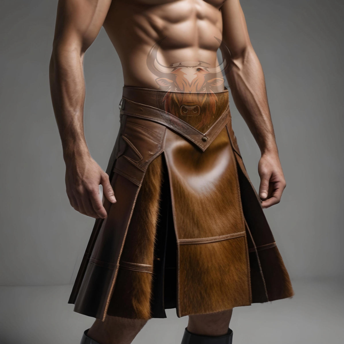 Cowhide Leather Kilt for Men | Handmade Scottish Hybrid Utility Kilt | Gothic Festival Wear