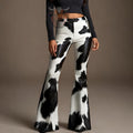 Cowhide Leather Bell Bottom Pants | Hair-On Hide Western Flared Trousers | Women Rodeo Ranch Wear