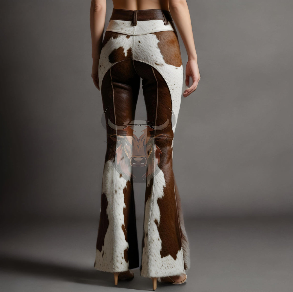 Handmade Cowhide Leather Flare Pants: Western Bell Bottoms