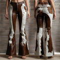Handmade Cowhide Leather Flare Pants: Western Bell Bottoms