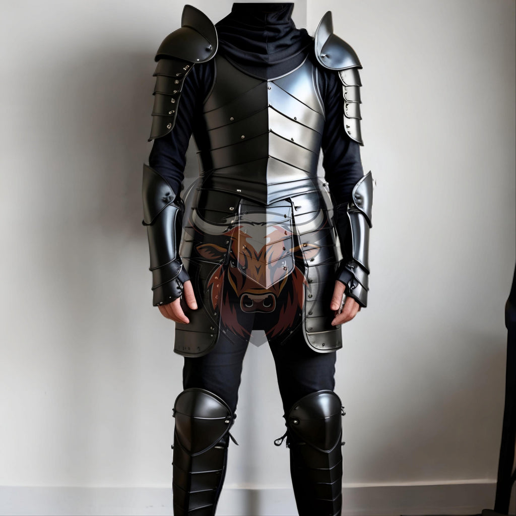 Black Knight Leather Armor | Medieval LARP Cosplay Suit | Handmade Renaissance Fantasy Warrior Costume
