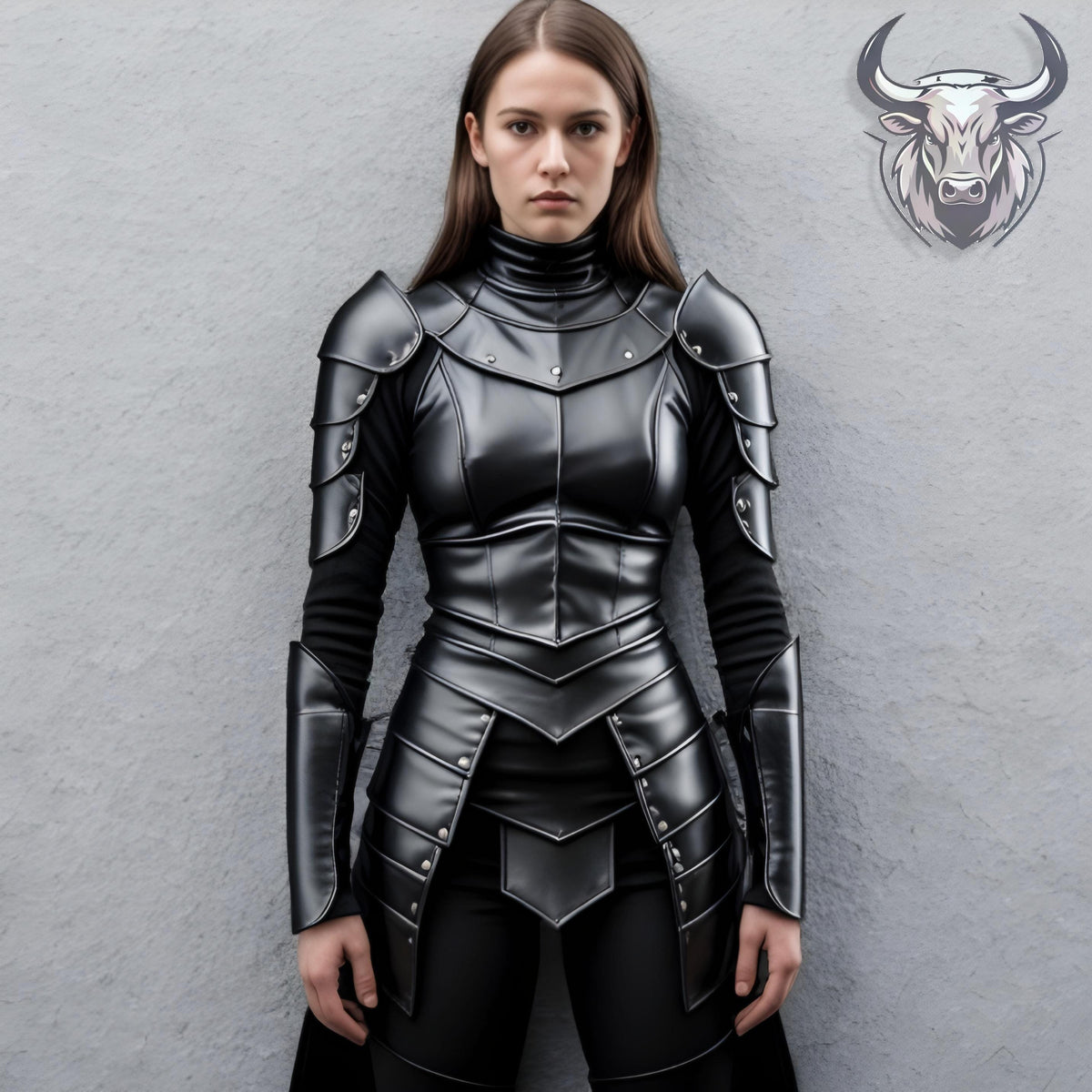 Women’s Black Leather Armor Set | Handmade Gothic Medieval Cosplay Outfit | LARP Warrior Costume
