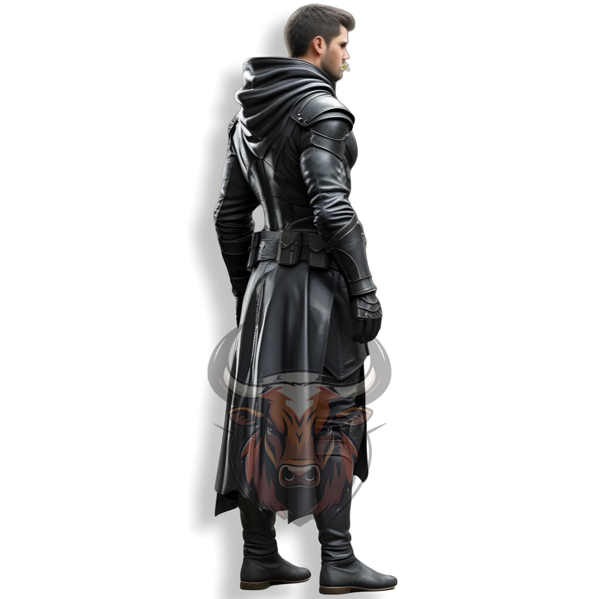 Handmade Black Leather Medieval Warrior Costume | Hooded Assassin Outfit | Fantasy LARP Cosplay Armor