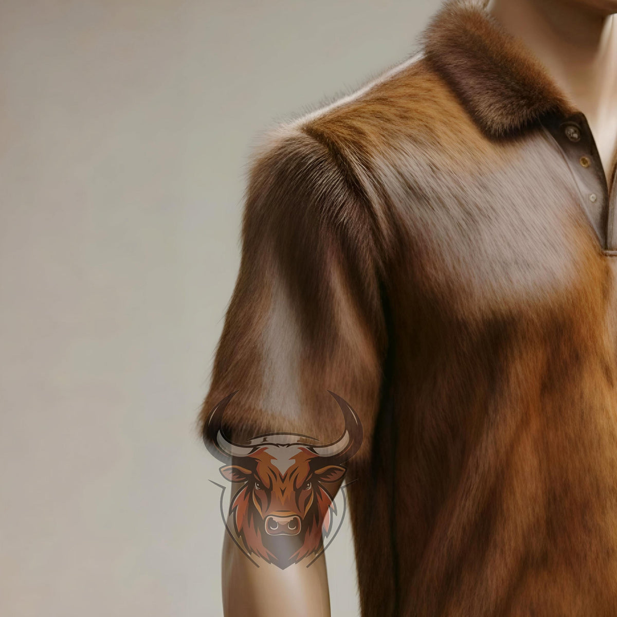 Men's Genuine Cowhide Leather Polo Shirt | Handmade Hair-On Cowboy Shirt | Western Ranch Wear