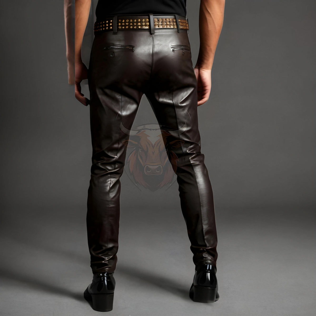 Men’s Genuine Sheep Leather Pants | Handmade Black Leather Trousers | Slim Fit Biker Motorcycle
