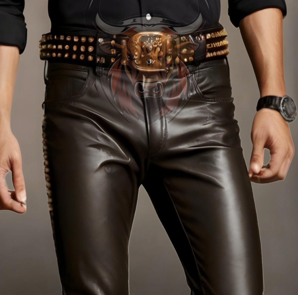 Men’s Genuine Sheep Leather Pants | Handmade Black Leather Trousers | Slim Fit Biker Motorcycle