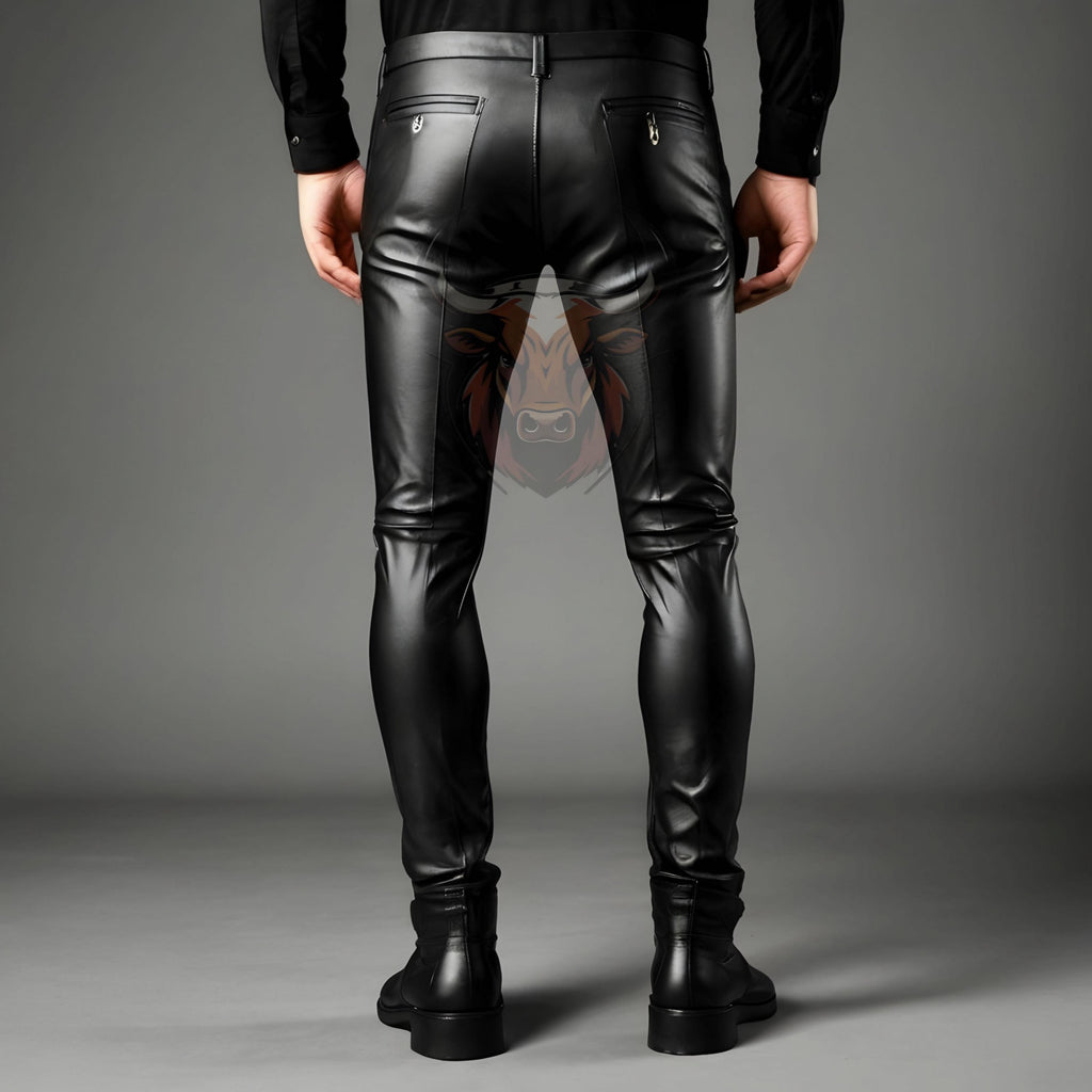 Men’s Black Genuine Leather Pants | Handmade Slim Fit Biker Trousers | Stylish Rocker Fashion