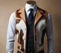 Handcrafted Cowhide Leather Vest | Genuine Men’s Western Rodeo Style | Unique Hair-on-Hide Vest