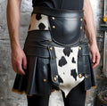 Cowhide Leather Gladiator Kilt | Handmade Gothic Warrior Utility Kilt | Medieval Cosplay Costume