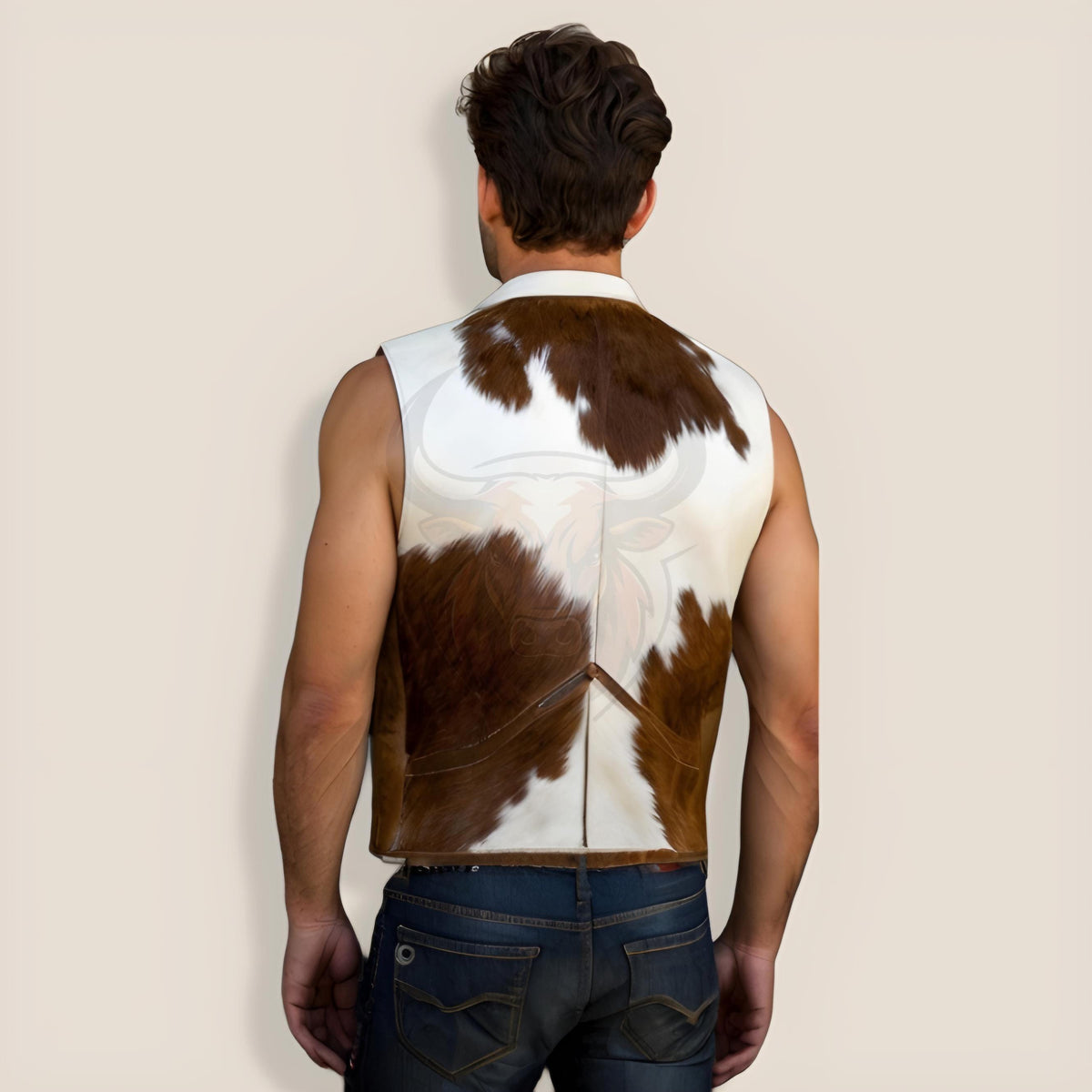 Handmade Cowhide Leather Biker Vest | Genuine Hair-on Cowboy Vest | Western Rodeo Style
