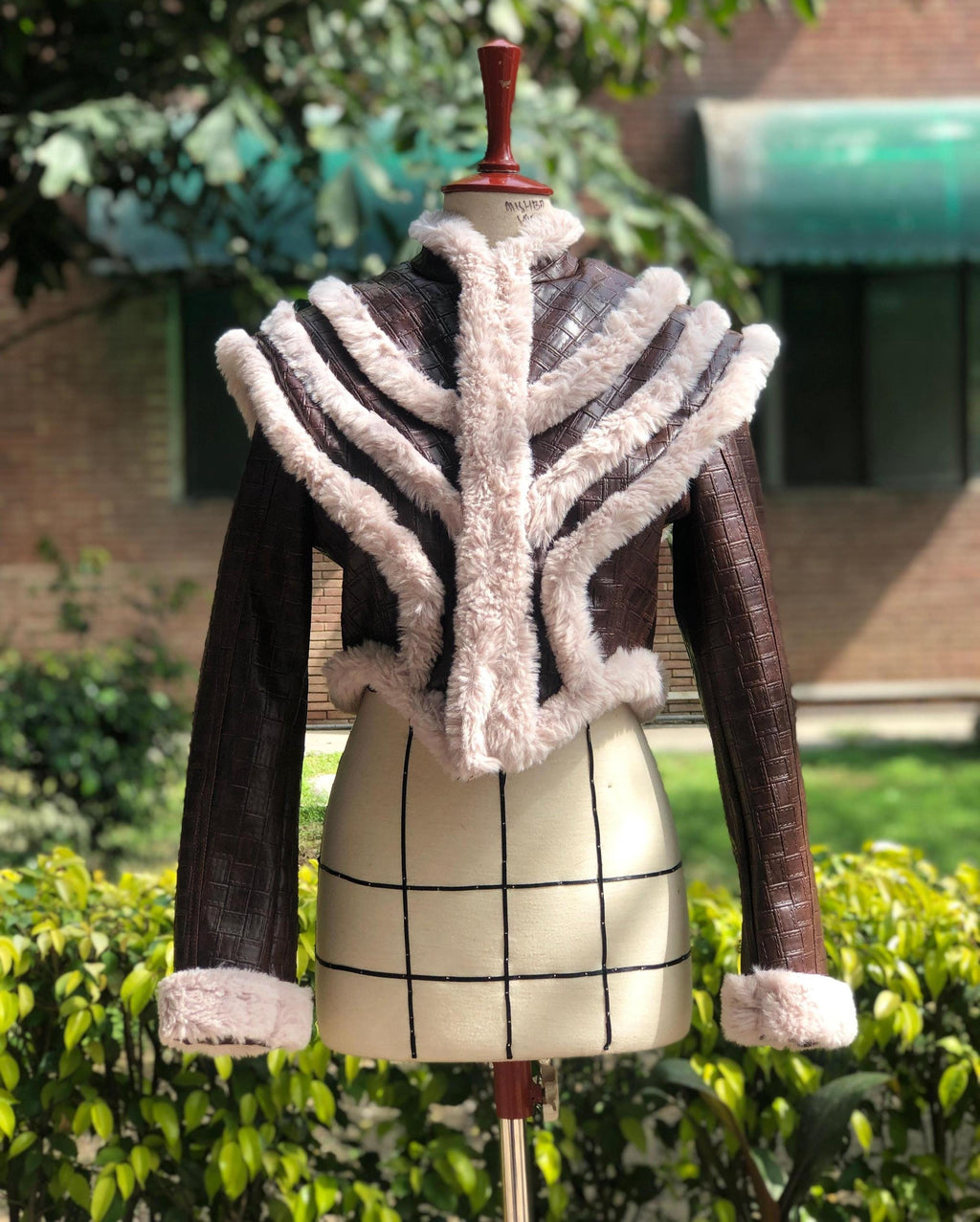 Crocodile Embossed Womens Leather Jacket with Faux Fur Trim | Luxury Vintage Warrior Winter Coat