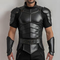 Handmade Black Leather Armor Jacket Pants Set | Medieval Warrior LARP Cosplay Renaissance Outfit
