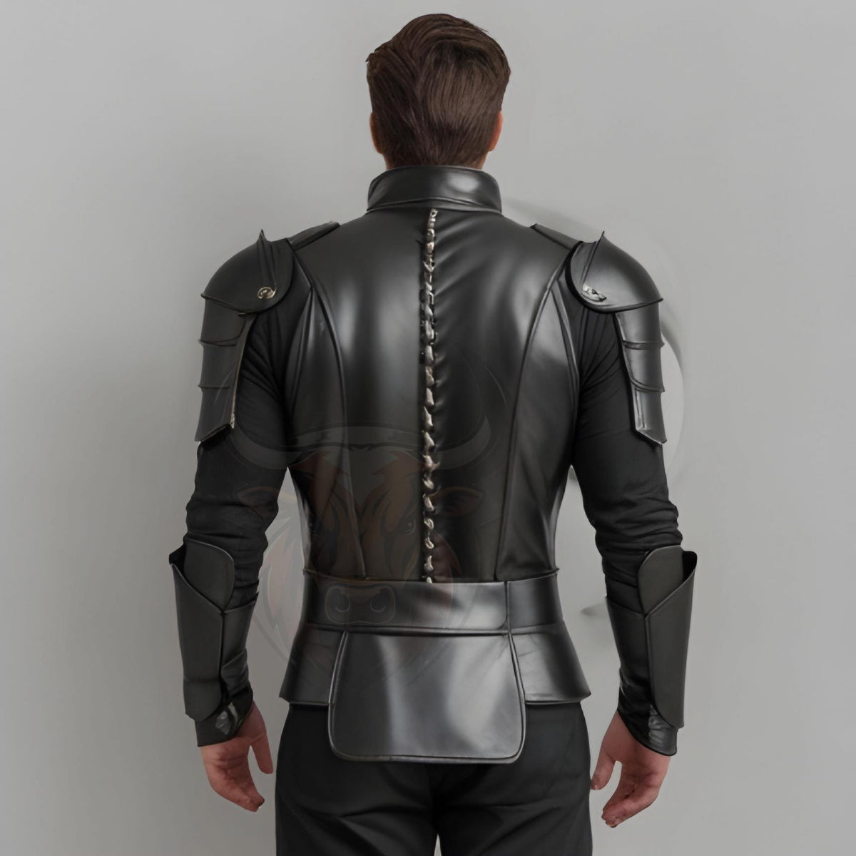 Handmade Black Leather Armor Jacket Pants Set | Medieval Warrior LARP Cosplay Renaissance Outfit