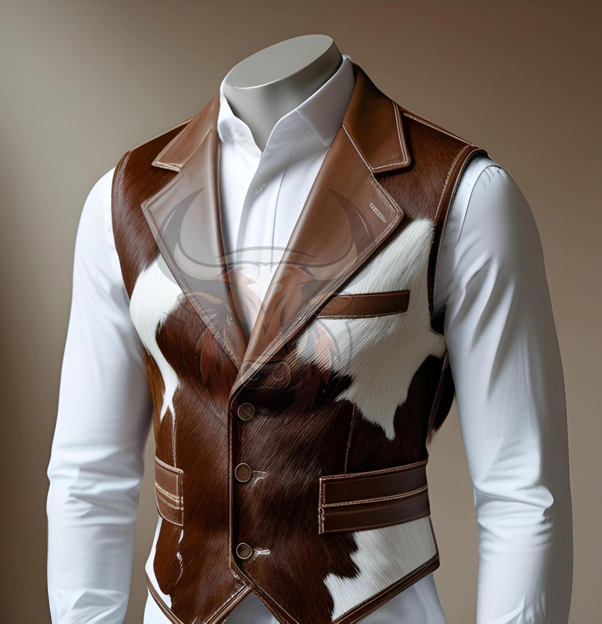 Handcrafted Genuine Cowhide Leather Vest | Western Cowboy Waistcoat | Authentic Hair-On Hide Jacket