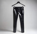 Men’s Black Crocodile Leather Pants | Slim Fit Handmade Genuine Designer Trousers | Gothic Biker