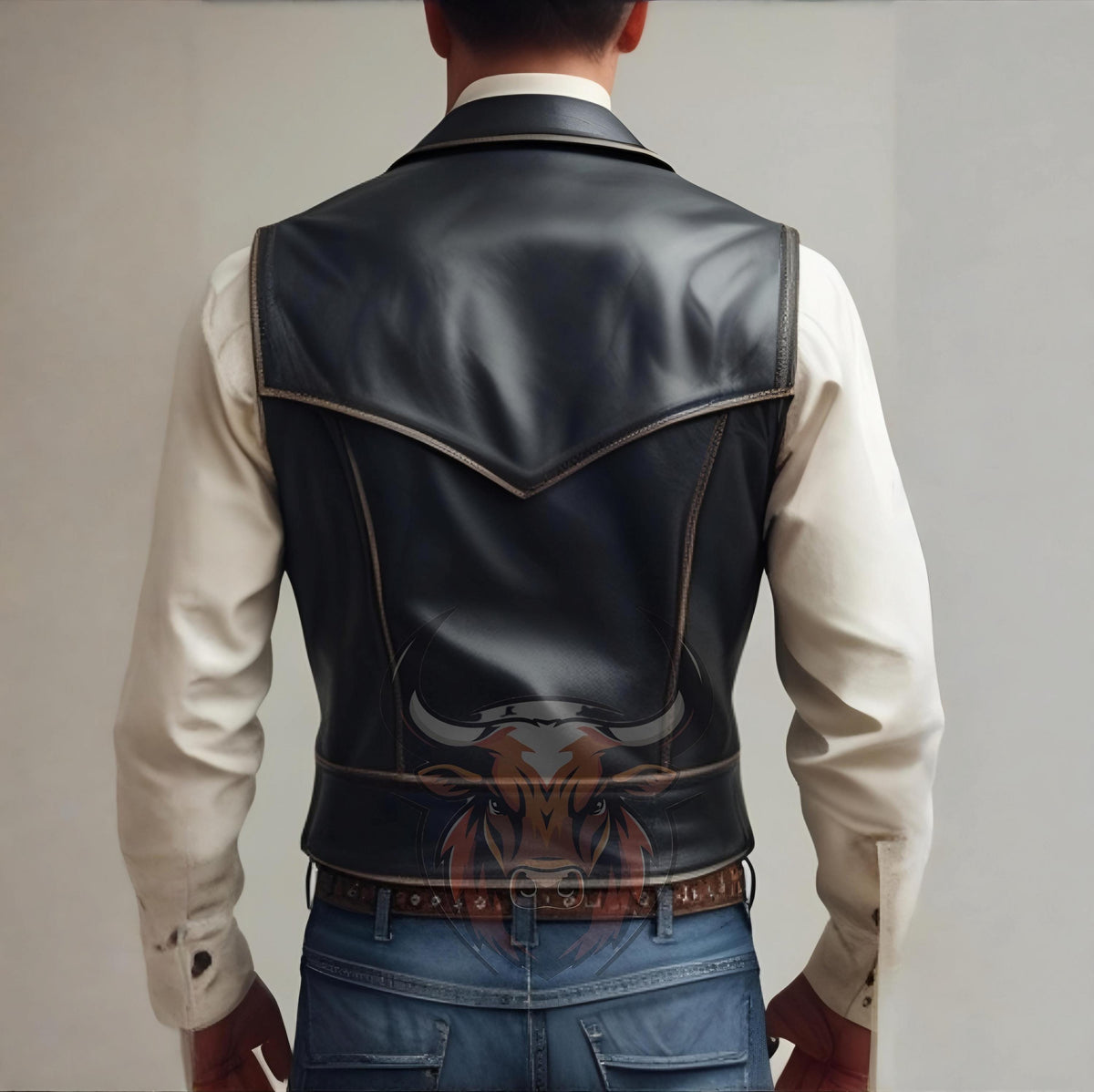 Men’s Western Cowboy Leather Vest | Handmade Genuine Waistcoat | Vintage Steampunk Biker Fashion Gift