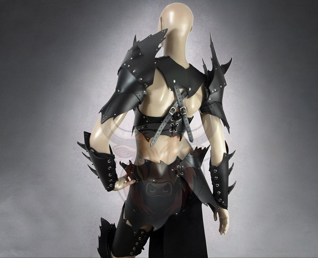 Women’s Fantasy Warrior Cosplay Armor | Handmade Gothic Leather LARP Costume | Renaissance Battle Outfit