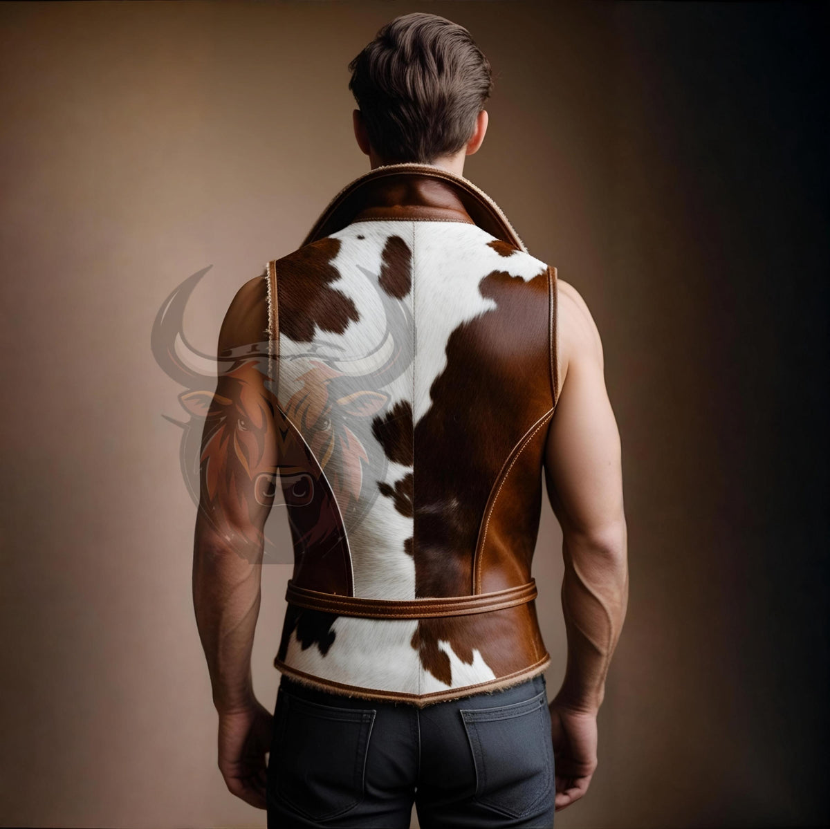 Handmade Men’s Cowhide Leather Vest | Western Cowboy Biker Waistcoat | Rustic Real Leather Outfit