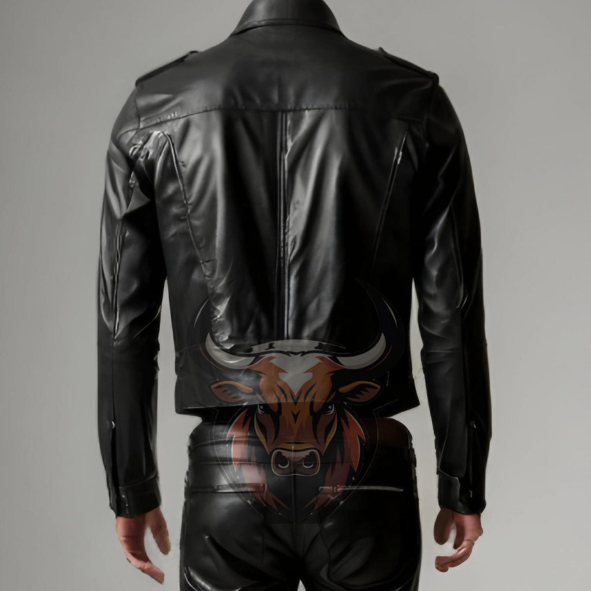 Men’s Black Leather Biker Jacket & Pants Set | Handmade Genuine Motorcycle Suit Outfit