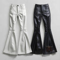Women’s Handmade Leather Flare Pants | High-Waist Bell Bottoms | Retro Boho Festival Gothic Trousers