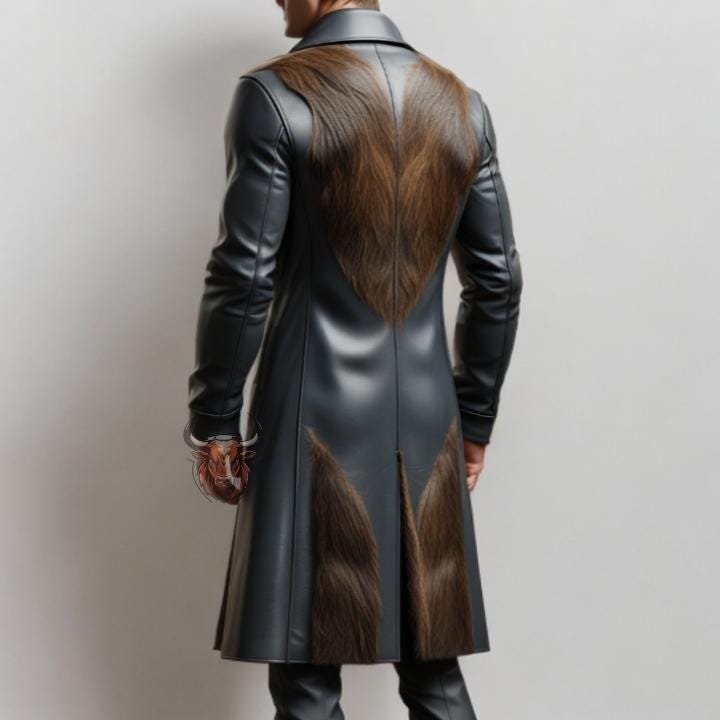 Men’s Cowhide Leather Trench Coat Gothic Western Cowboy Duster | Handmade Steampunk Overcoat Gift