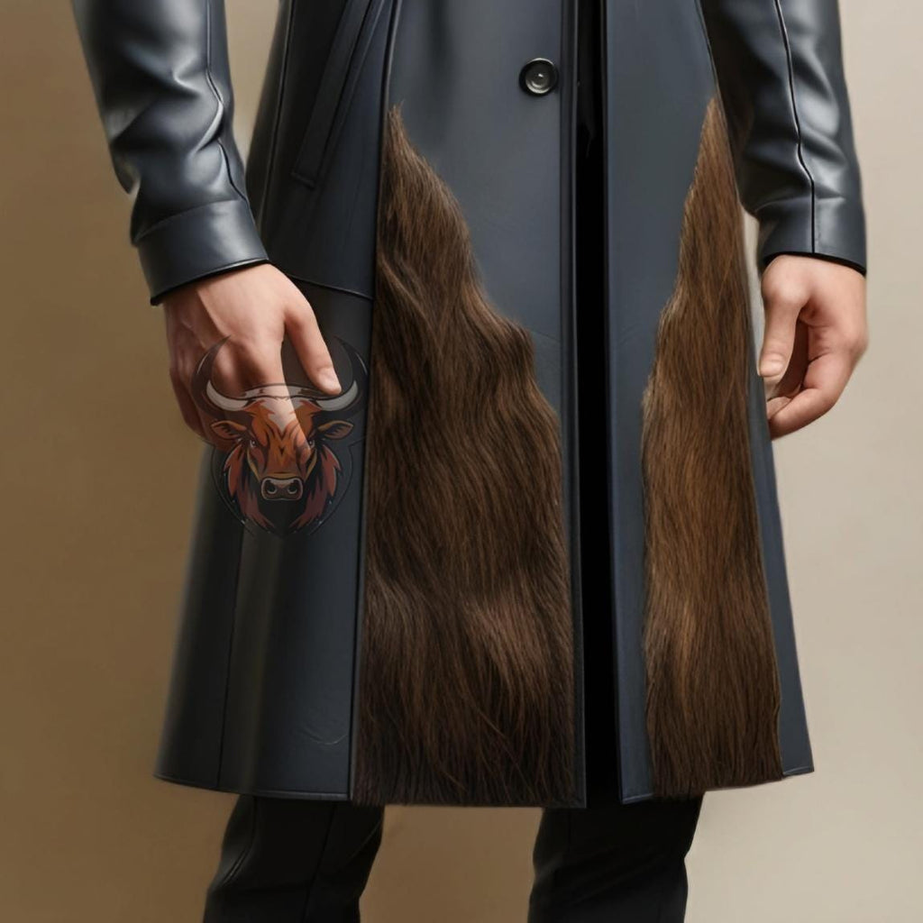 Men’s Cowhide Leather Trench Coat Gothic Western Cowboy Duster | Handmade Steampunk Overcoat Gift