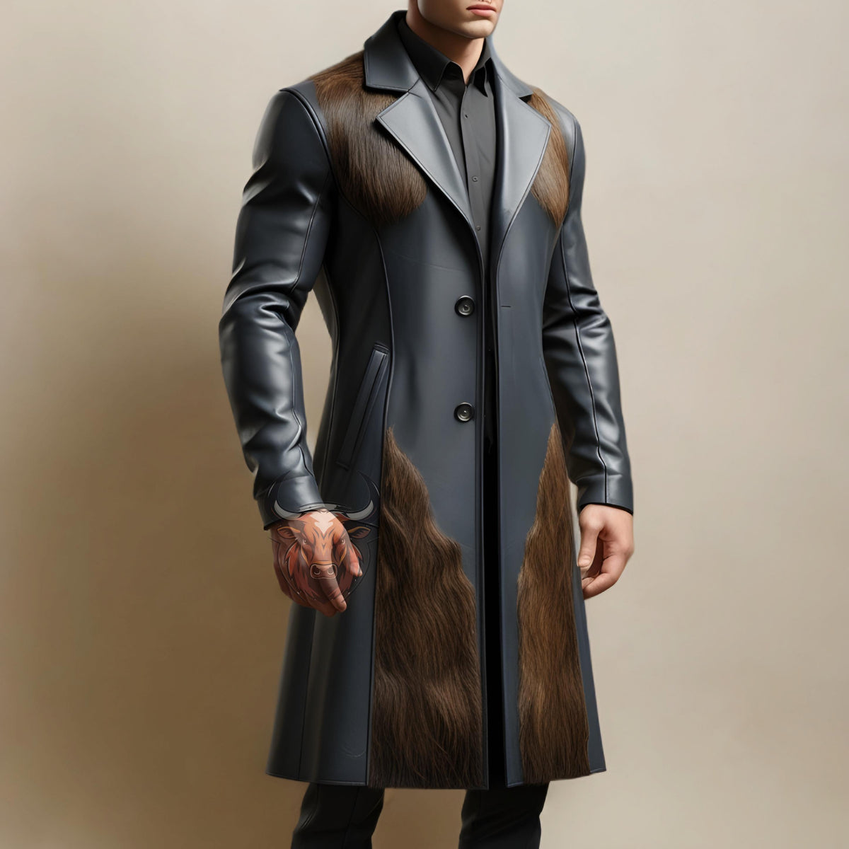Men’s Cowhide Leather Trench Coat Gothic Western Cowboy Duster | Handmade Steampunk Overcoat Gift