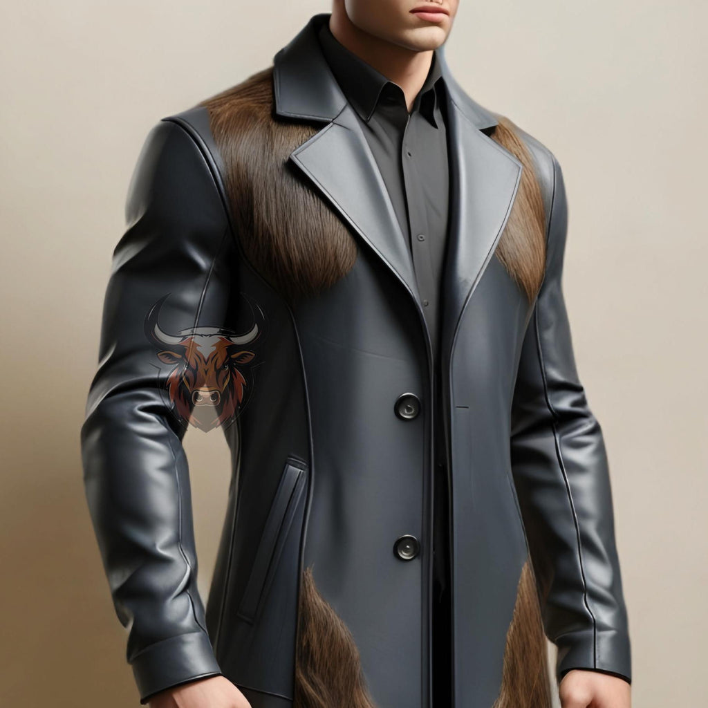 Men’s Cowhide Leather Trench Coat Gothic Western Cowboy Duster | Handmade Steampunk Overcoat Gift