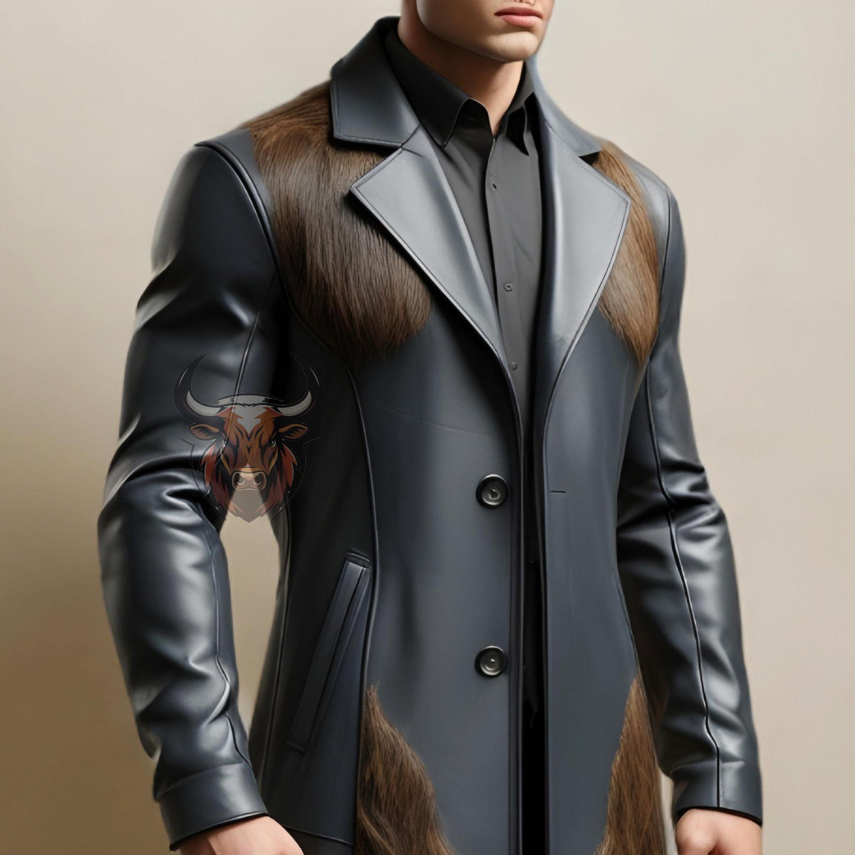 Men’s Cowhide Leather Trench Coat Gothic Western Cowboy Duster | Handmade Steampunk Overcoat Gift