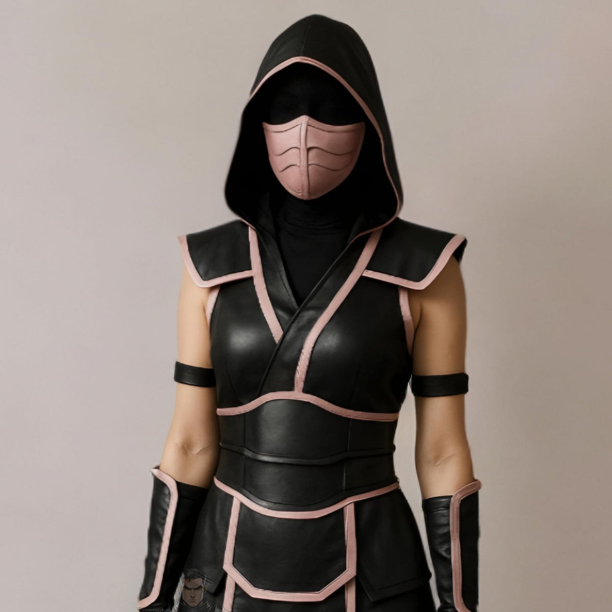 Women's Ninja Warrior Costume | Black Leather Cosplay Outfit | Hooded Assassin Halloween Armour Suit