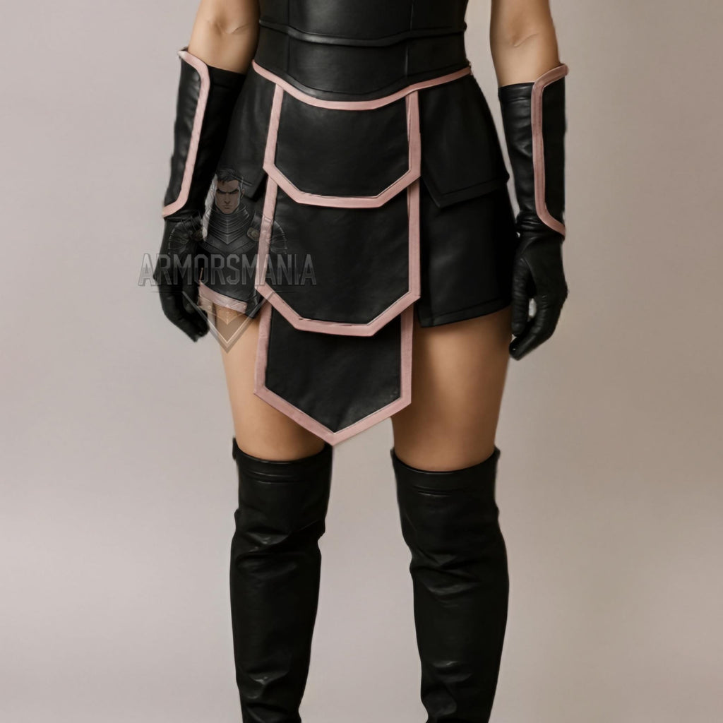Women's Ninja Warrior Costume | Black Leather Cosplay Outfit | Hooded Assassin Halloween Armour Suit