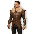 Genuine Leather Viking Armor with Fur Trim | Medieval Cosplay Chestplate & Bracers Outfit